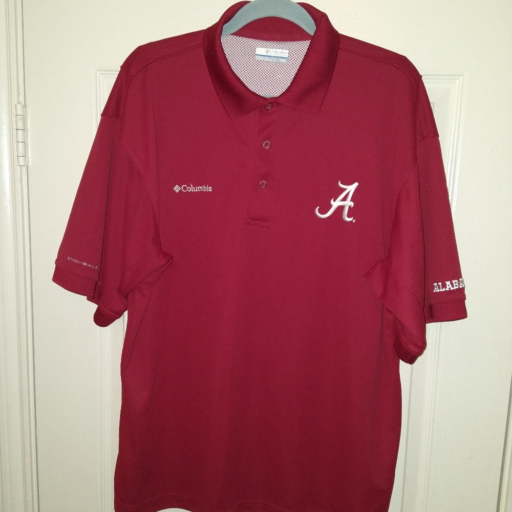 Columbia PFG Alabama Crimson Tide Omni-Shade Polo Shirt Men's sz Medium.